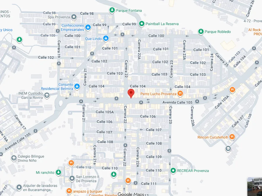 Mapa de ubicación de Clave Latina en Provenza, Bucaramanga